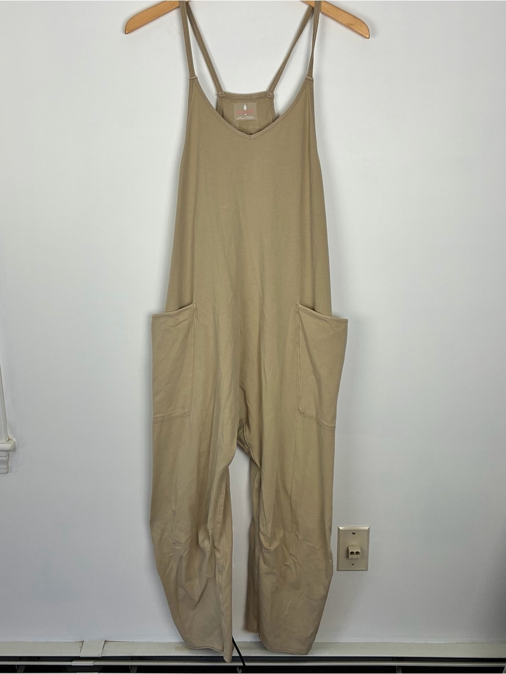 Free People FP Movement Tan Hot Shot Onesie Baggy Oversized Casual Bohemian M